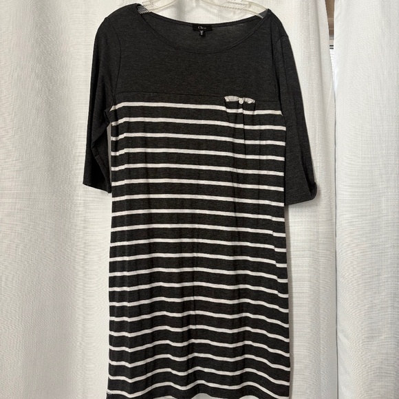 Clu USA size M grey and white striped dress - Picture 1 of 2